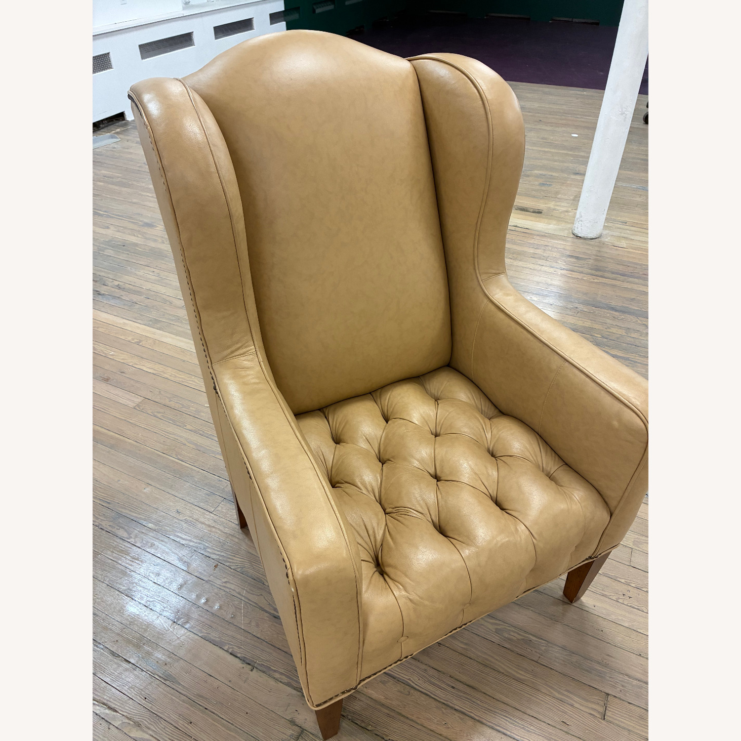 Yellow Leather Accent Chair - image-2