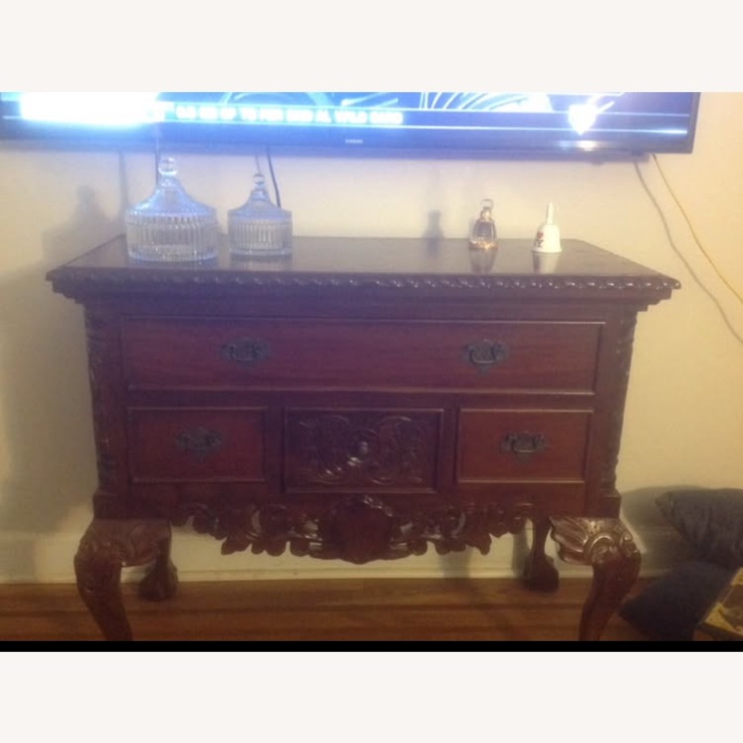 Dark Brown Wood Media Storage - image-2