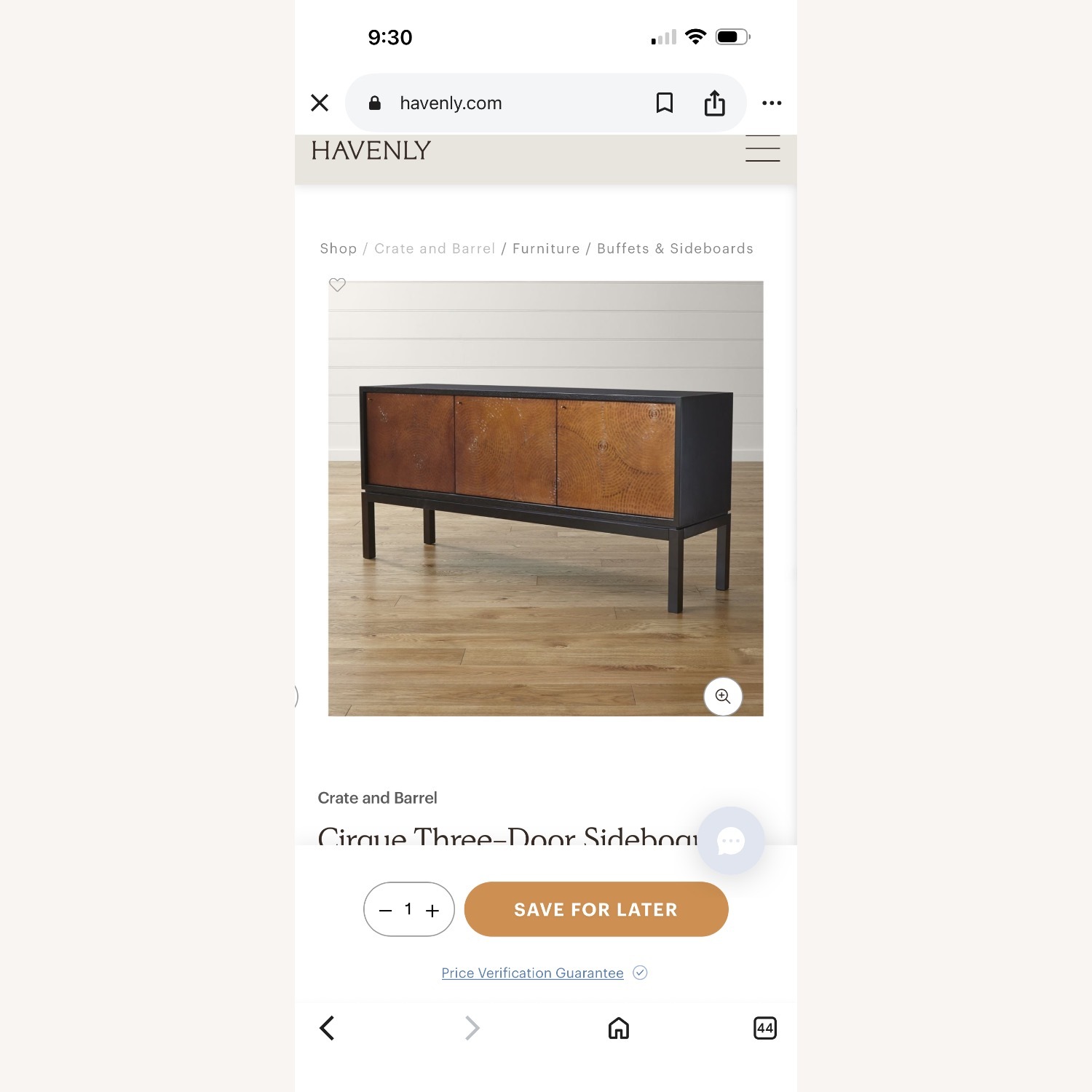 Crate & Barrel Cirque 3 Door Sideboard  - image-2