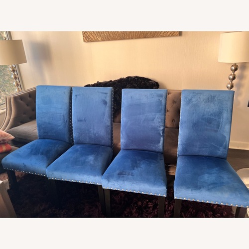 Used Amazon Blue Velvet Dining Chairs for sale on AptDeco