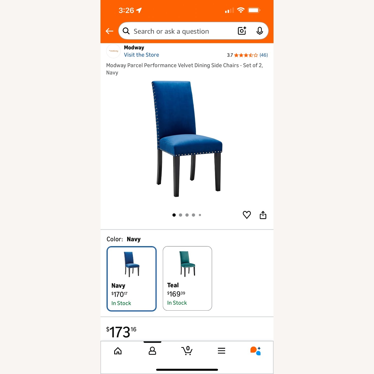 Amazon Blue Velvet Dining Chairs - image-6