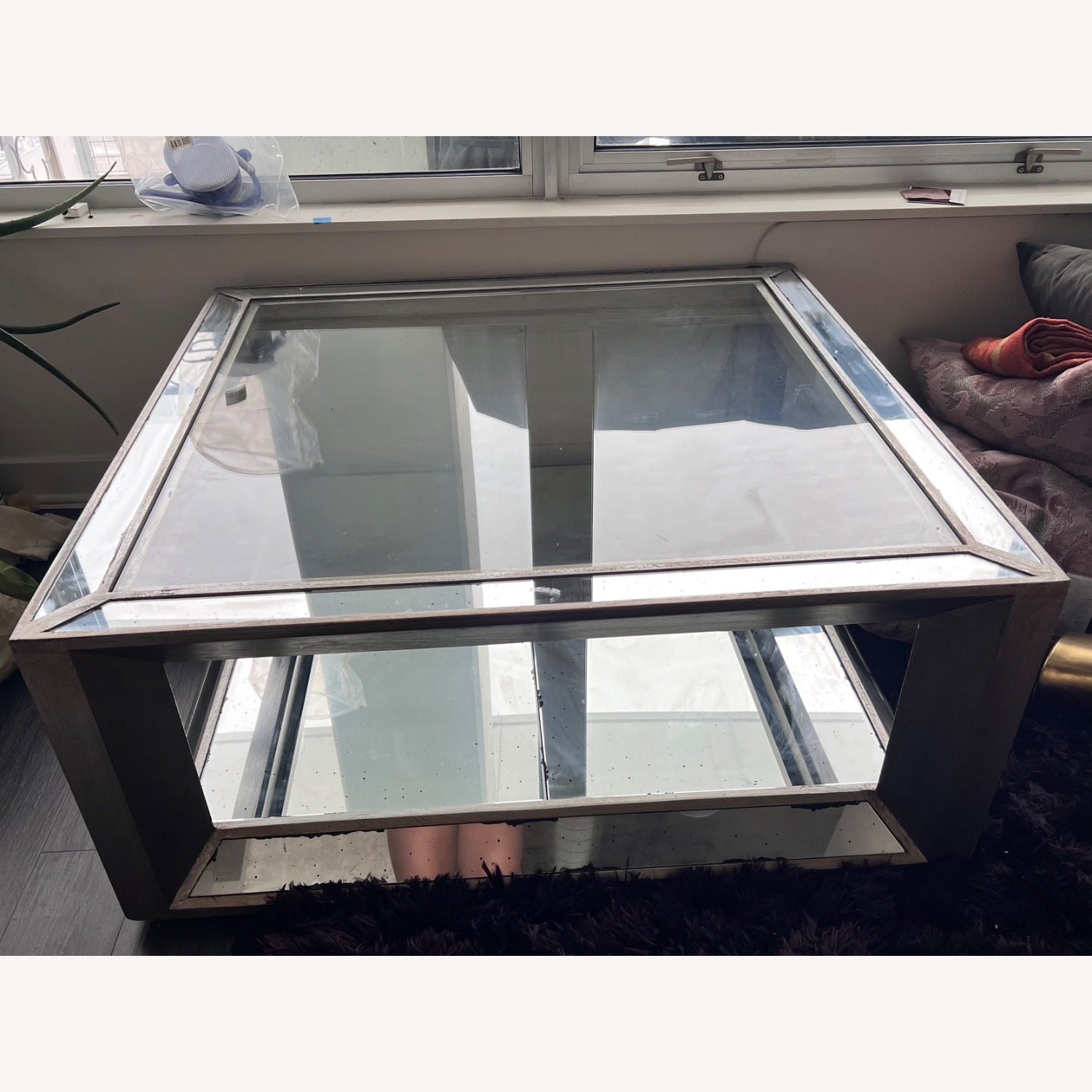 Z Gallerie Silver Mirrored Glass Coffee Table - image-8