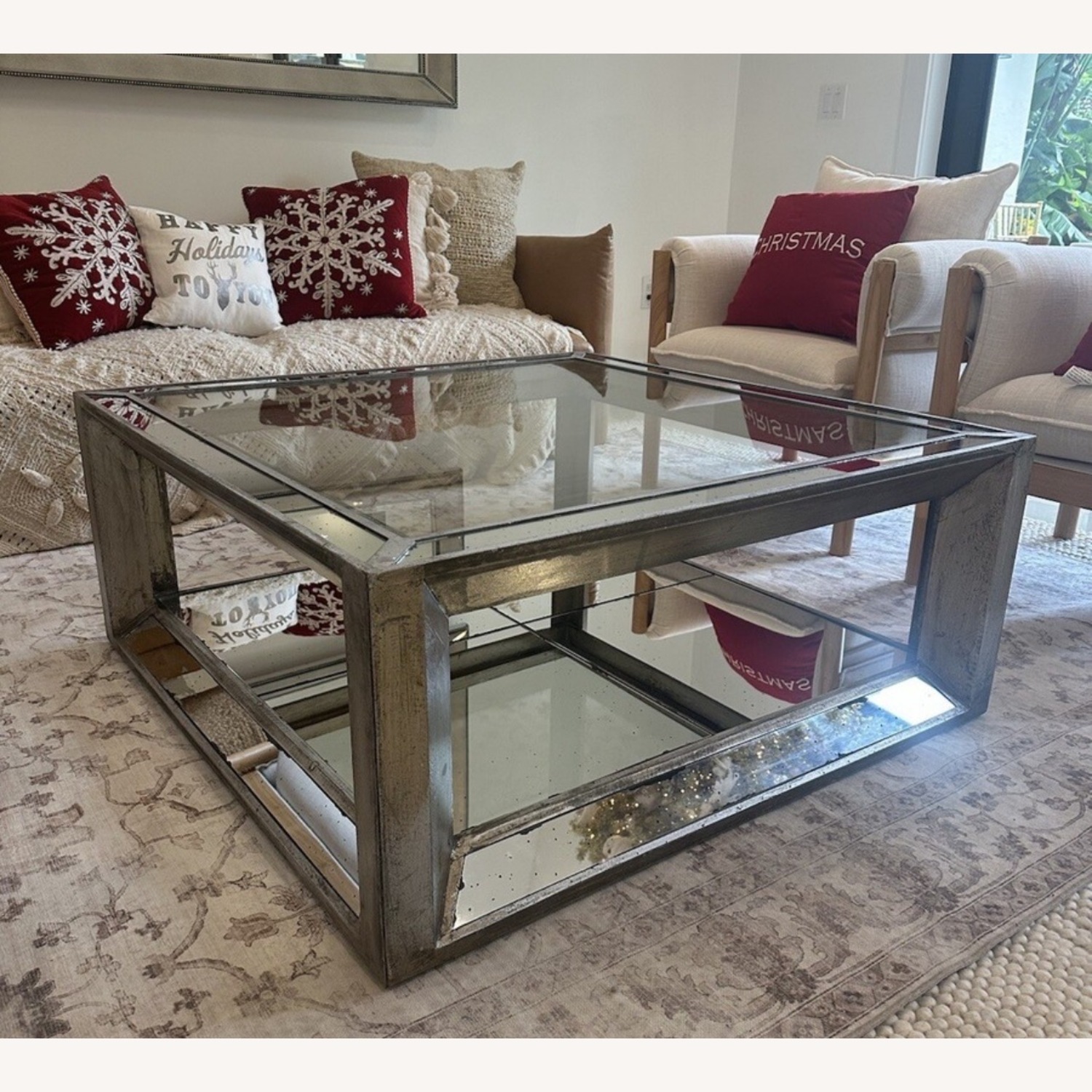 Z Gallerie Silver Mirrored Glass Coffee Table - image-2
