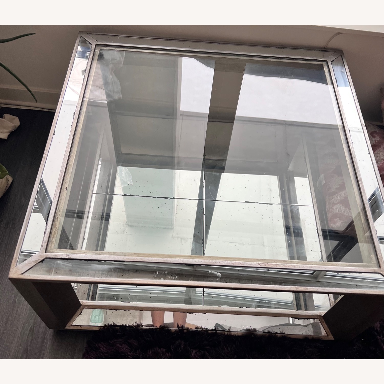 Z Gallerie Silver Mirrored Glass Coffee Table - image-9