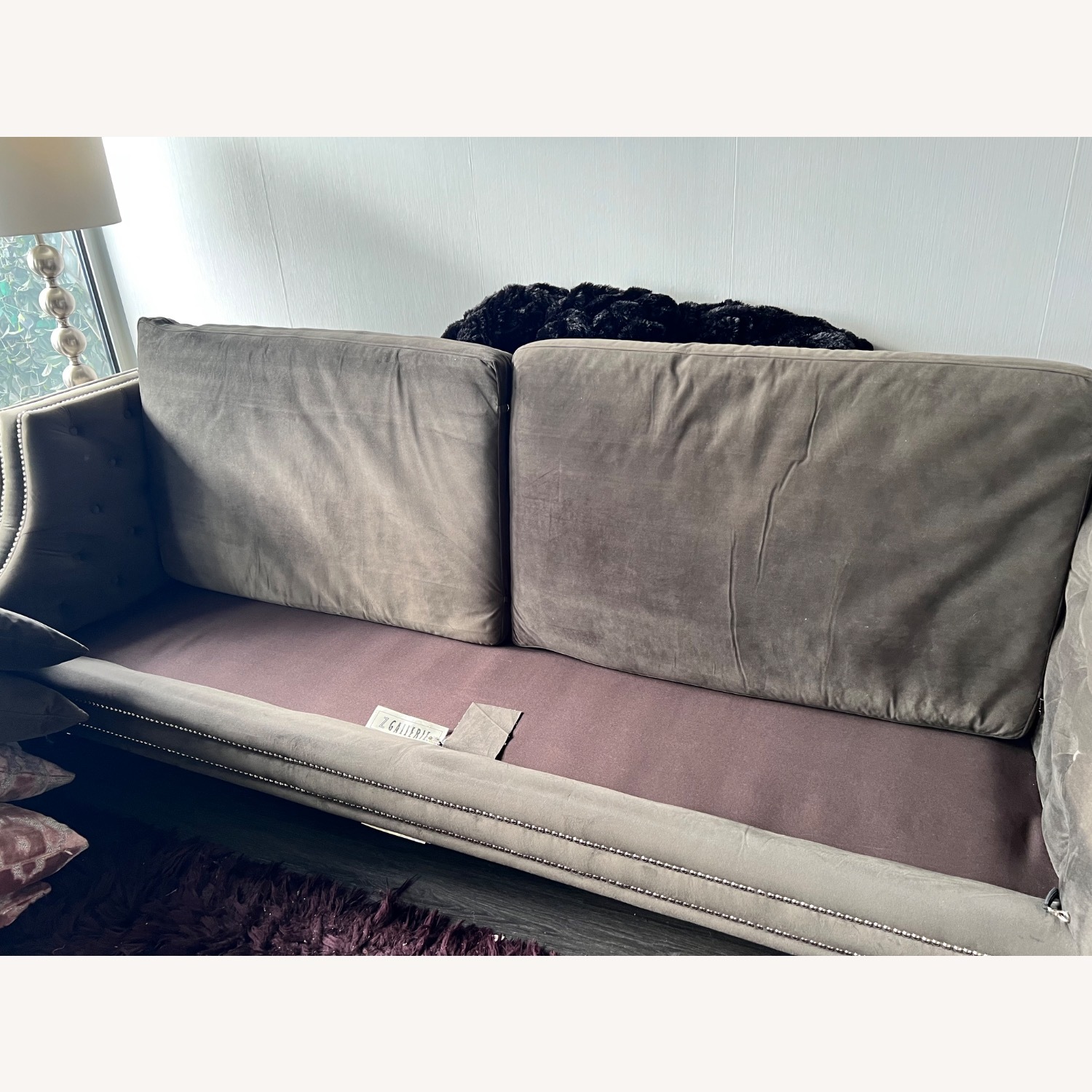 Z Gallerie Dark Gray Velvet 3+ Seater Sofa - image-6