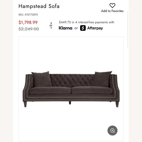 Used Z Gallerie Dark Gray Velvet 3+ Seater Sofa for sale on AptDeco