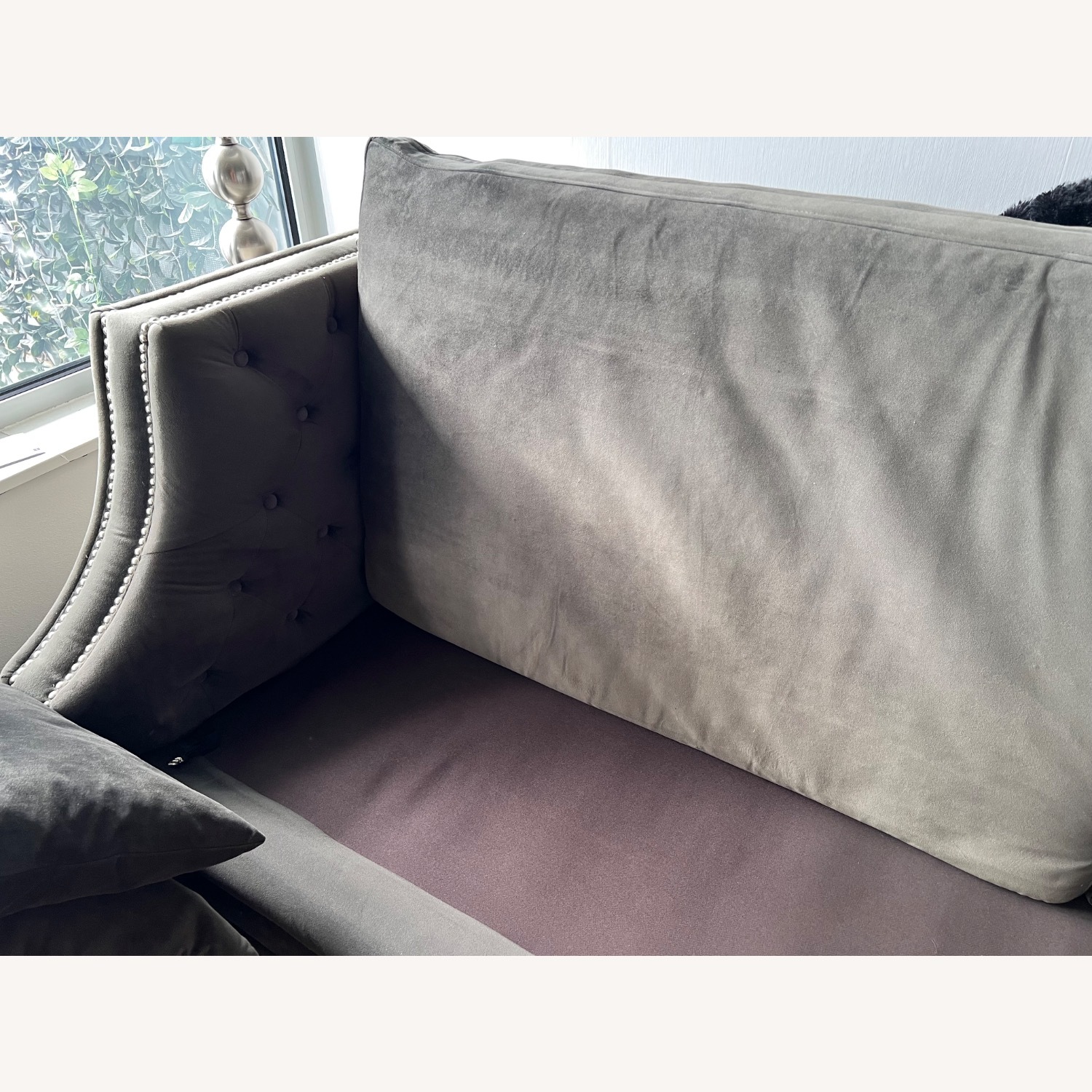 Z Gallerie Dark Gray Velvet 3+ Seater Sofa - image-8