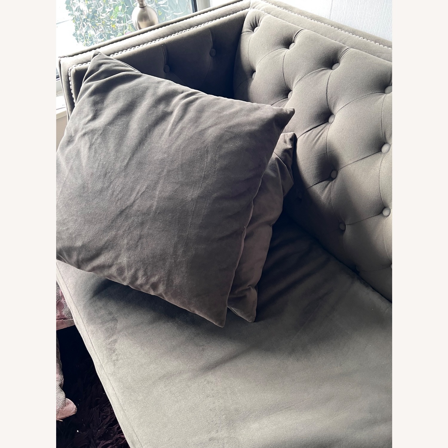 Z Gallerie Dark Gray Velvet 3+ Seater Sofa - image-2