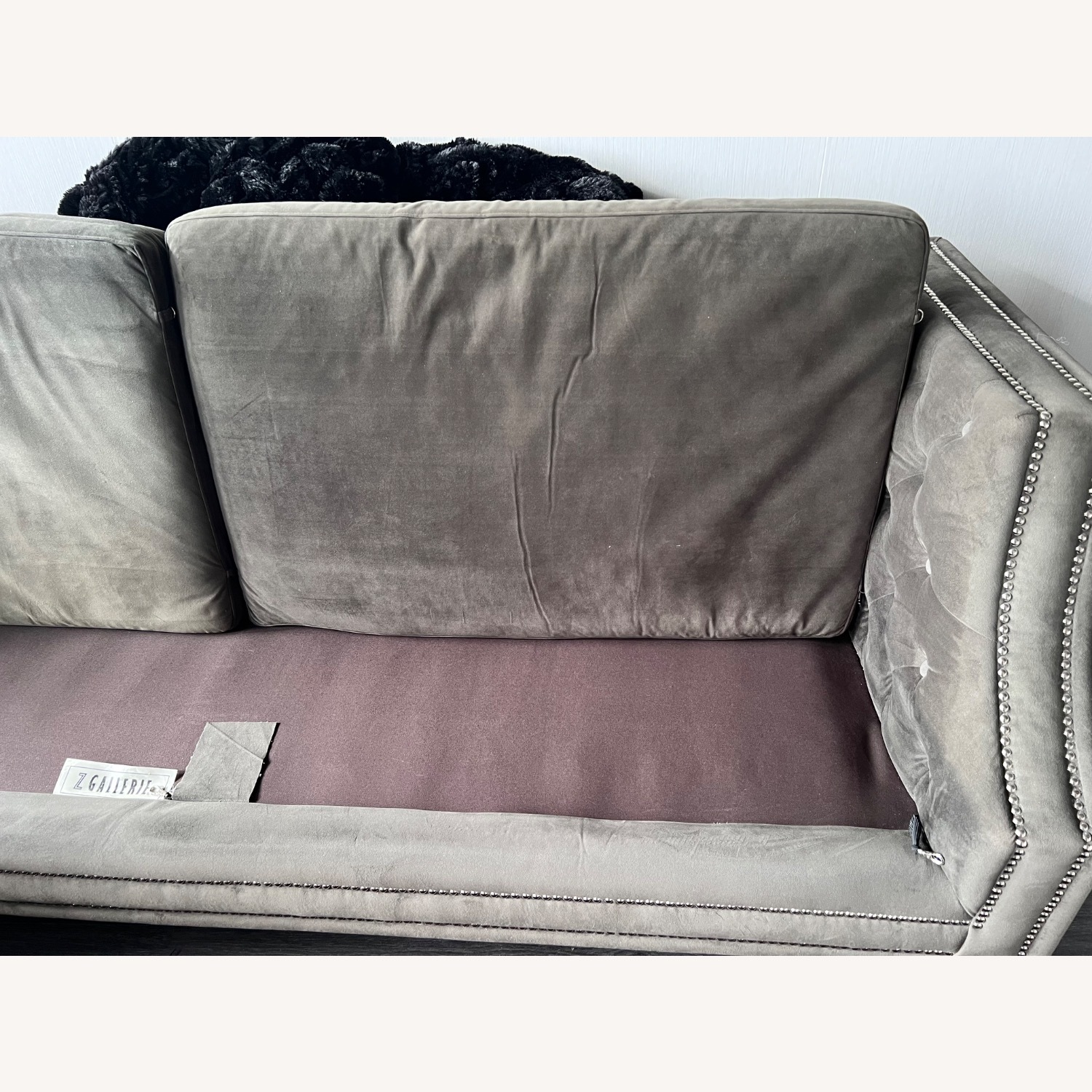 Z Gallerie Dark Gray Velvet 3+ Seater Sofa - image-3