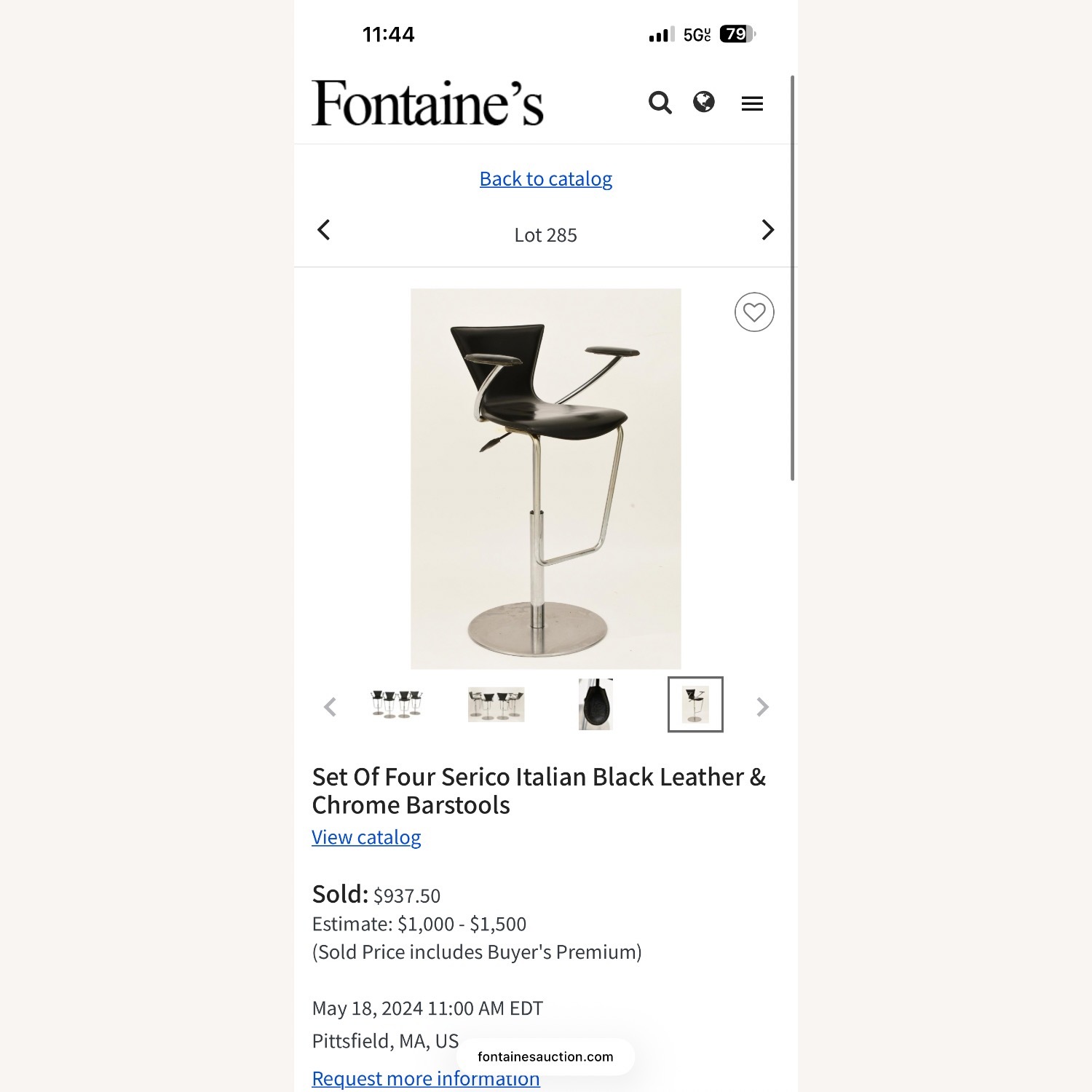 Vintage/Antique Black Leather Stools - image-3