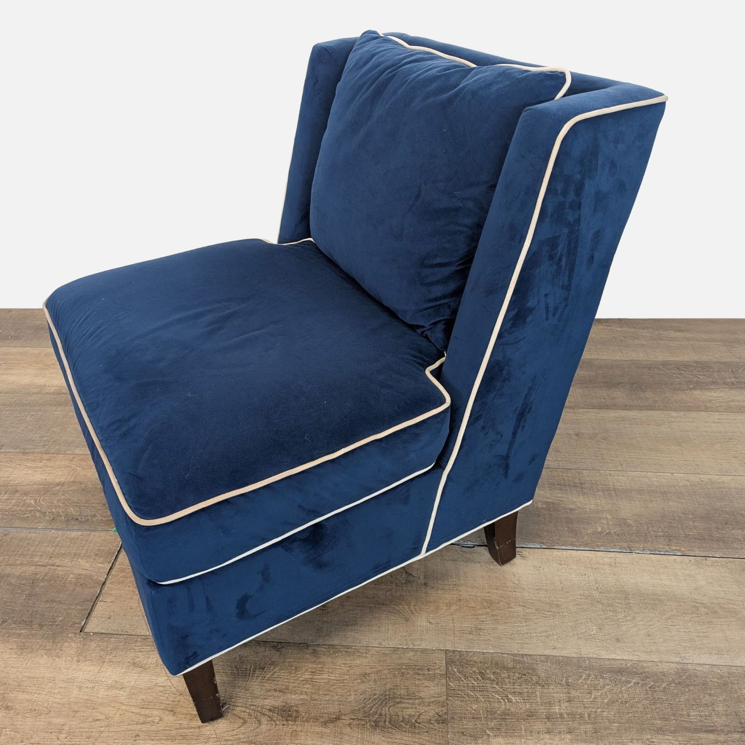 E&E Co. Ltd. Navy Blue Velvet Slipper Chair	 - image-2