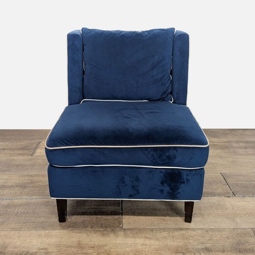Used E&E Co. Ltd. Navy Blue Velvet Slipper Chair	 for sale on AptDeco