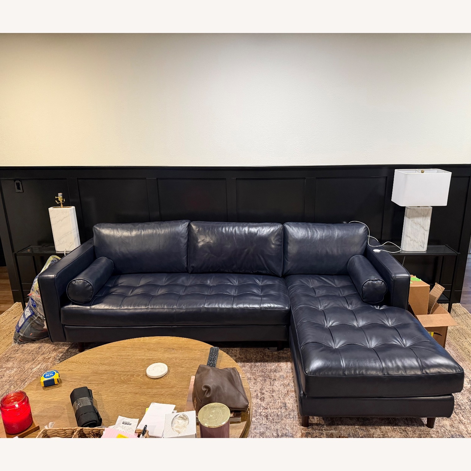 Article Sven Blue Leather 2 Piece Sectional - image-2