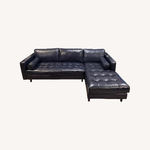 Used Article Sven Blue Leather 2 Piece Sectional for sale on AptDeco