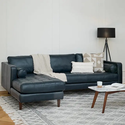 Used Article Sven Blue Leather 2 Piece Sectional for sale on AptDeco