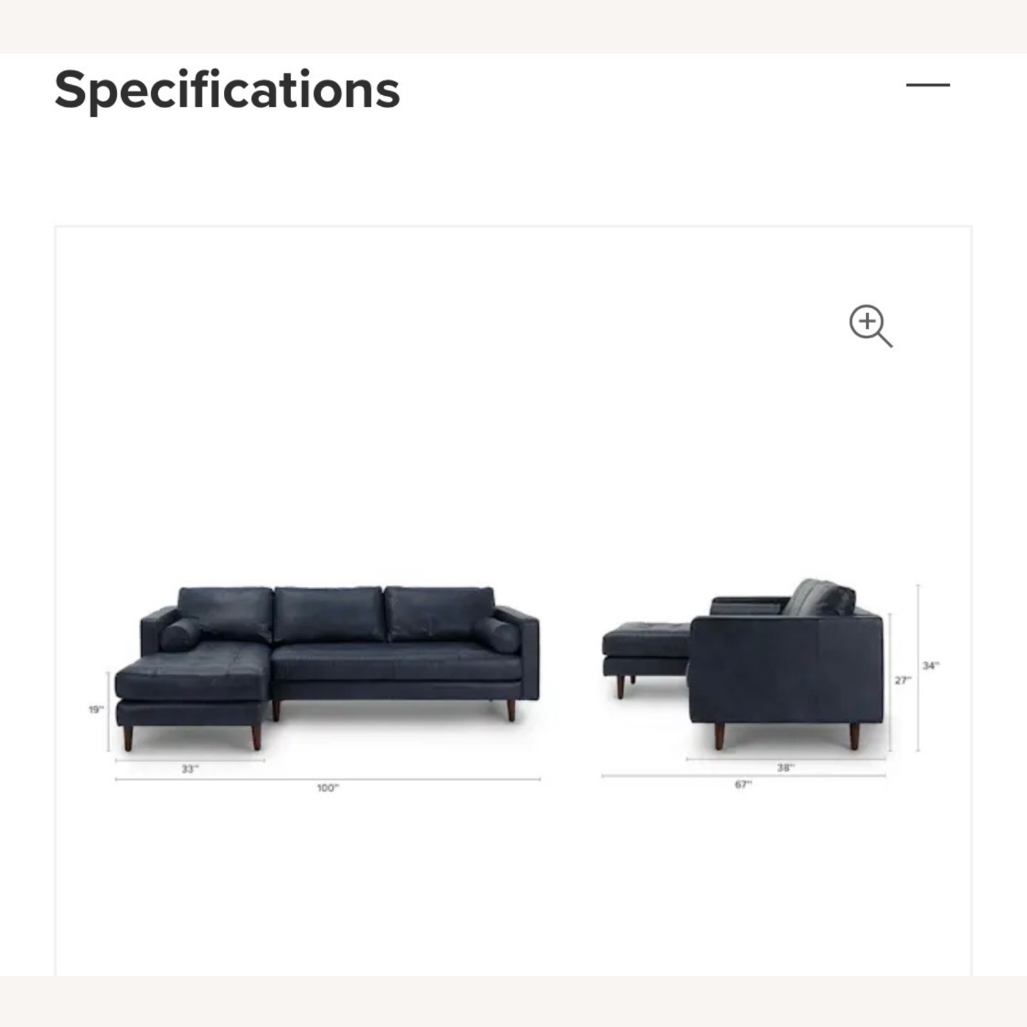 Article Sven Blue Leather 2 Piece Sectional - image-3