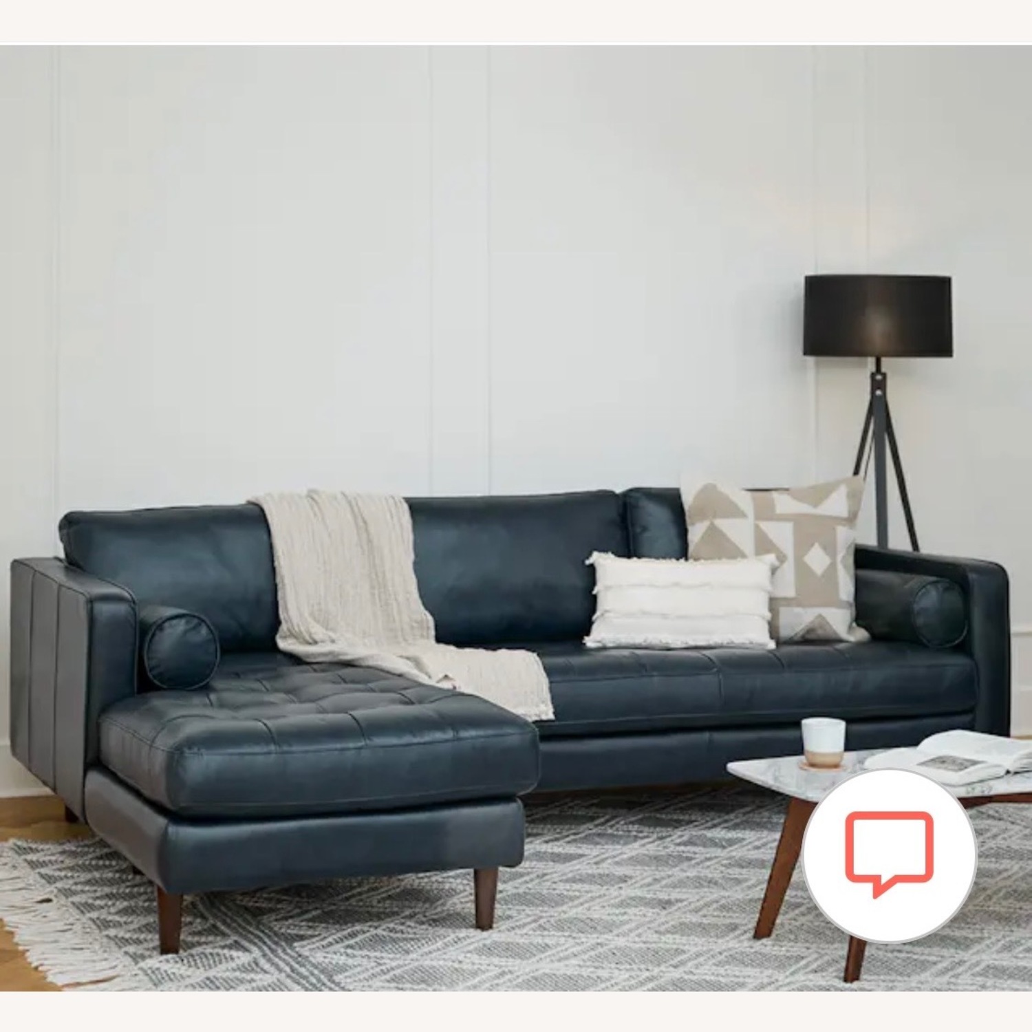 Article Sven Blue Leather 2 Piece Sectional - image-1