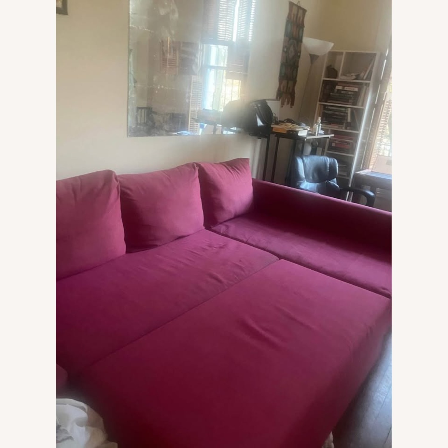 IKEA FRIHETEN Pink Fabric Sleeper Sofa - image-3