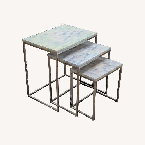 Used HD Buttercup White Faux Horn Nesting Tables for sale on AptDeco