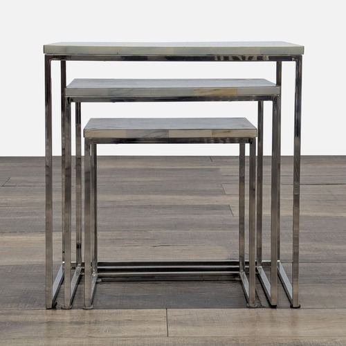 Used HD Buttercup White Faux Horn Nesting Tables for sale on AptDeco