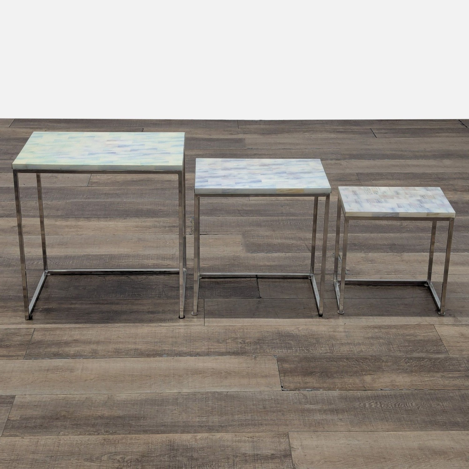 HD Buttercup White Faux Horn Nesting Tables - image-2