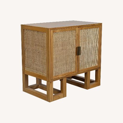 Used Wood Cabinet with Rattan Doors and Sides	 for sale on AptDeco