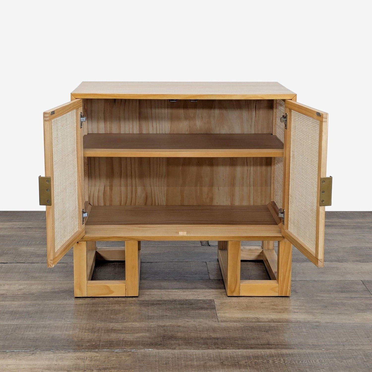 Wood Cabinet with Rattan Doors and Sides	 - image-1