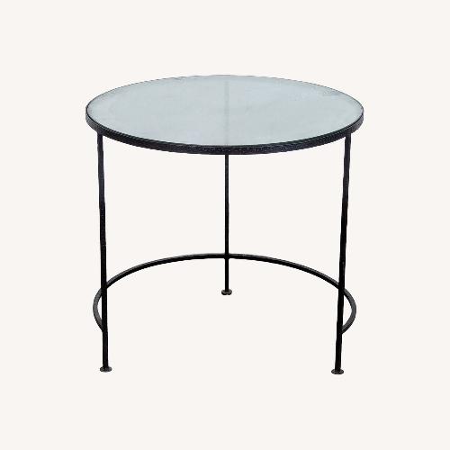 Used Glass Top Side Table on Metal Base	 for sale on AptDeco