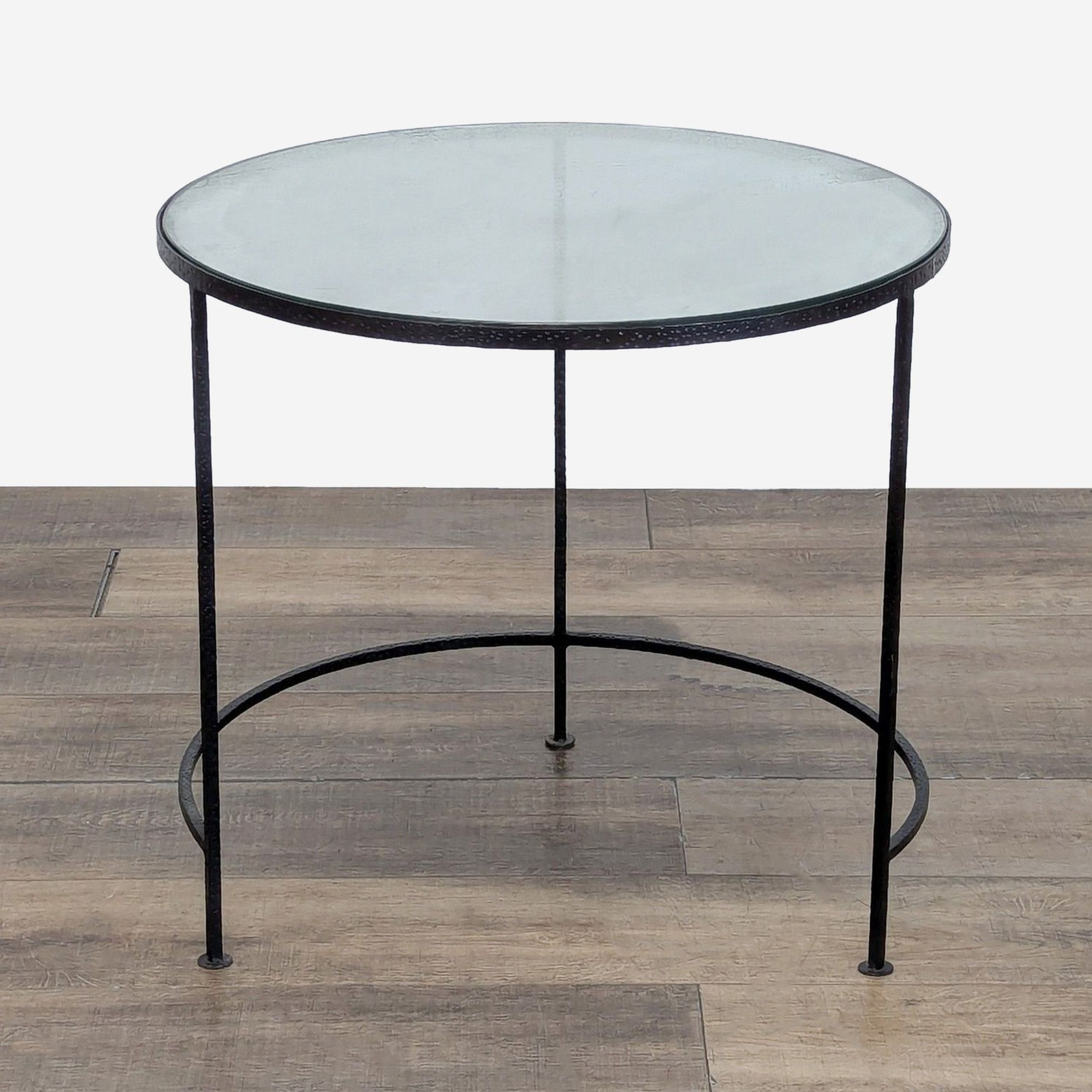 Glass Top Side Table on Metal Base - image-1