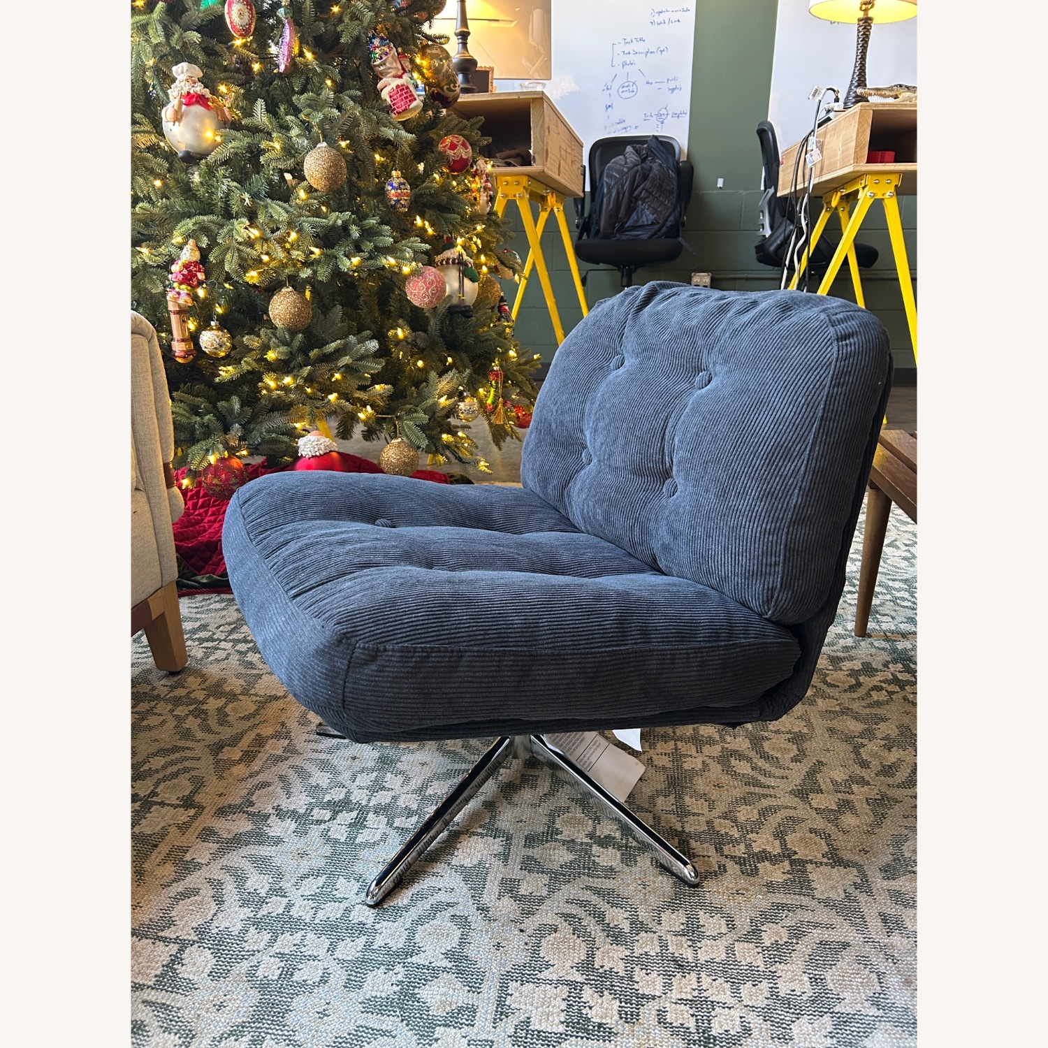 IKEA Dyvlinge Black Velvet Accent Chair - image-9