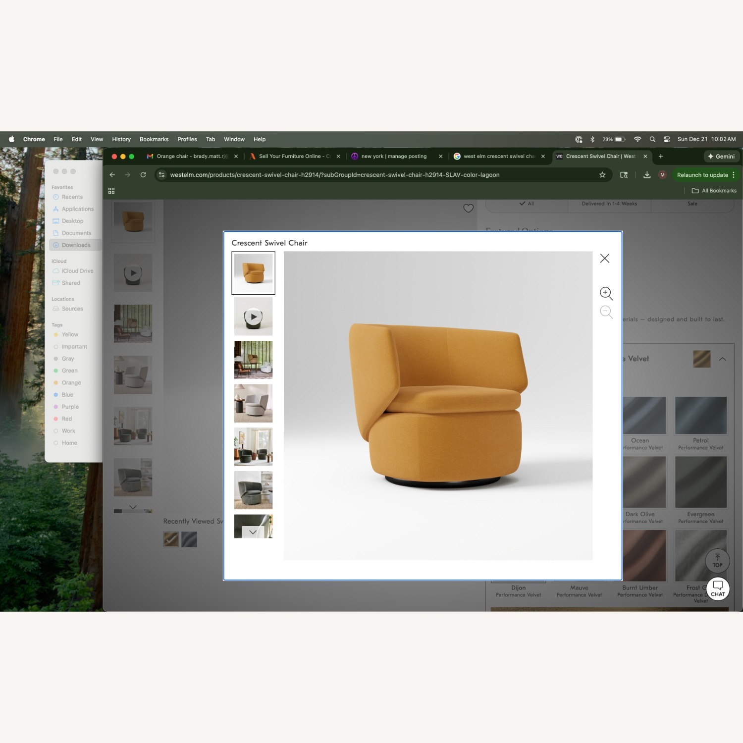 West Elm Crescent Swivel Chair - image-2