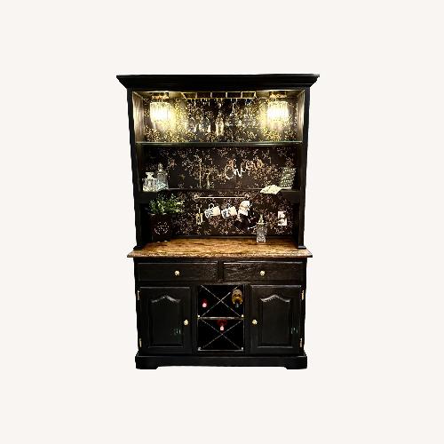 Used Custom Black Wood Wine Coffee Bar Cabinet for sale on AptDeco