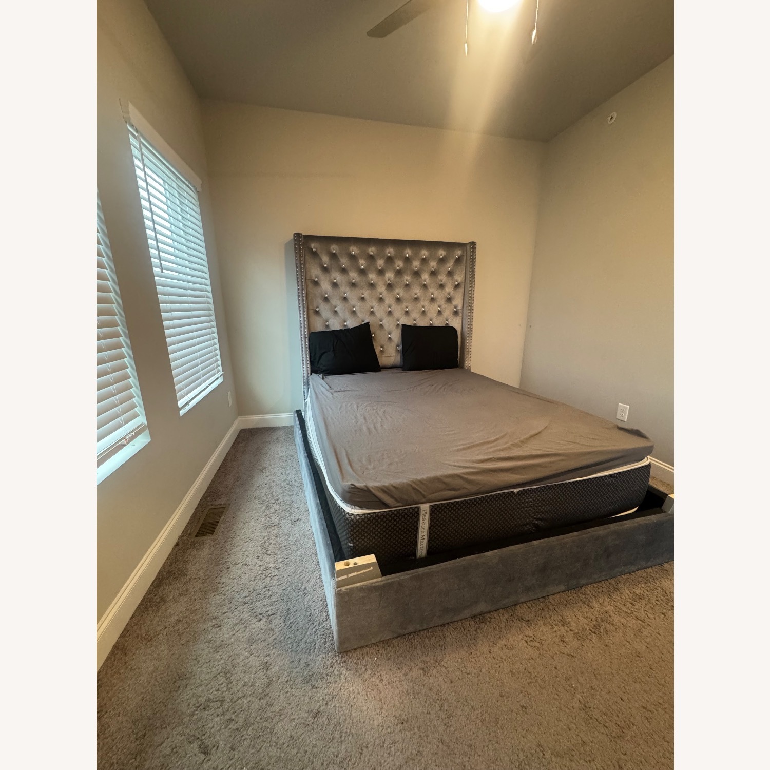 Light Gray Velvet Headboard - image-1