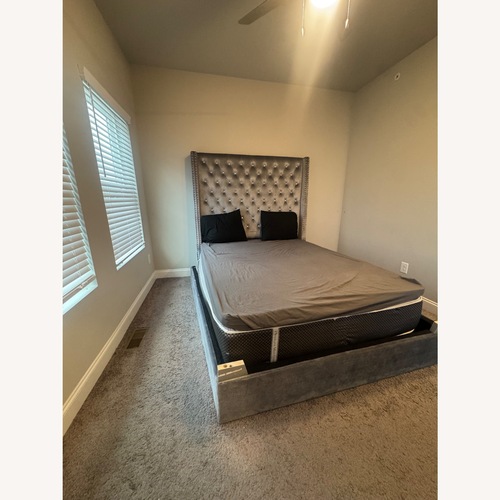 Used Light Gray Velvet Headboard for sale on AptDeco