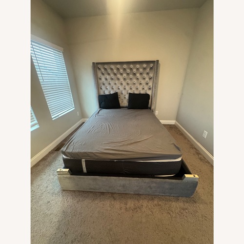 Used Light Gray Velvet Headboard for sale on AptDeco