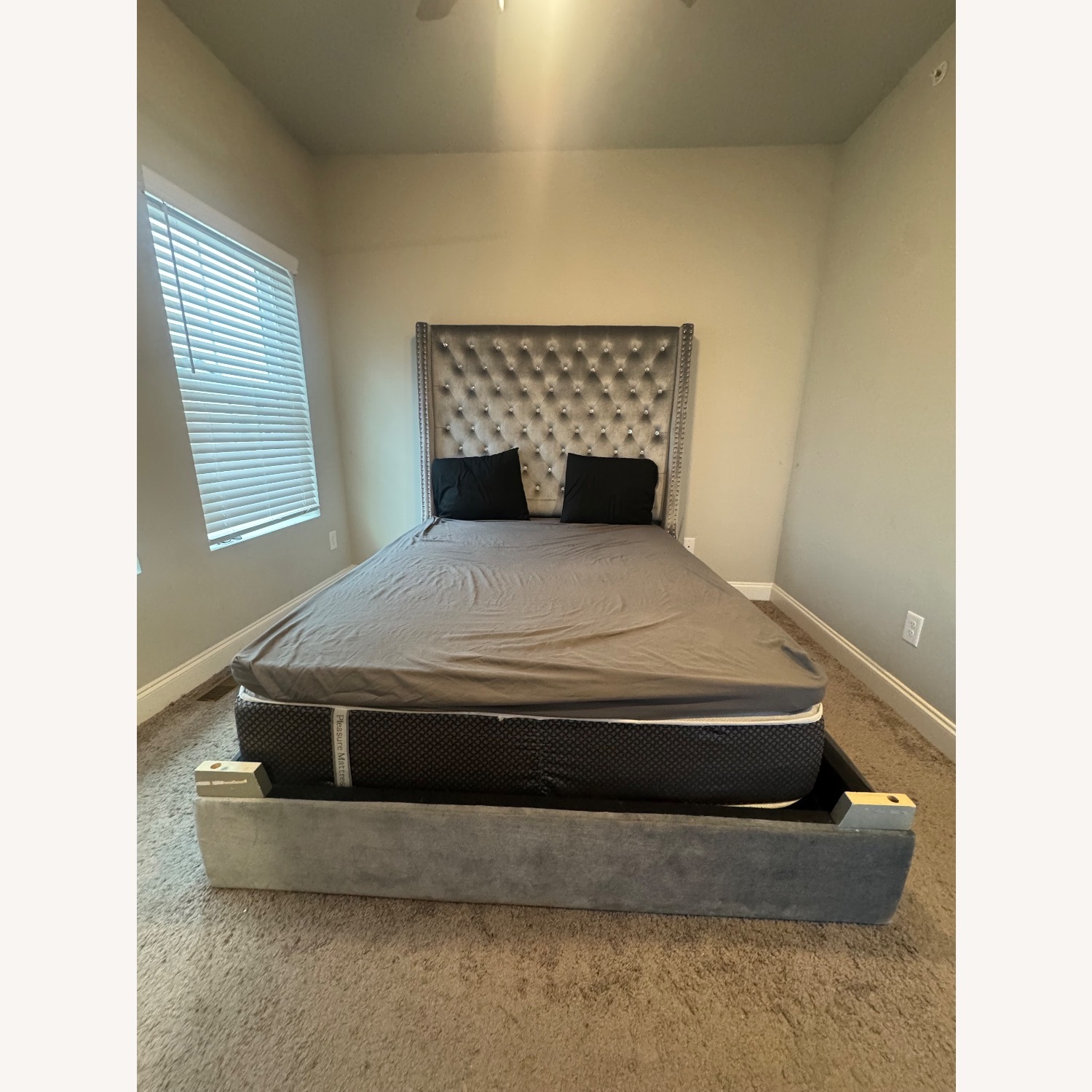 Light Gray Velvet Headboard - image-3