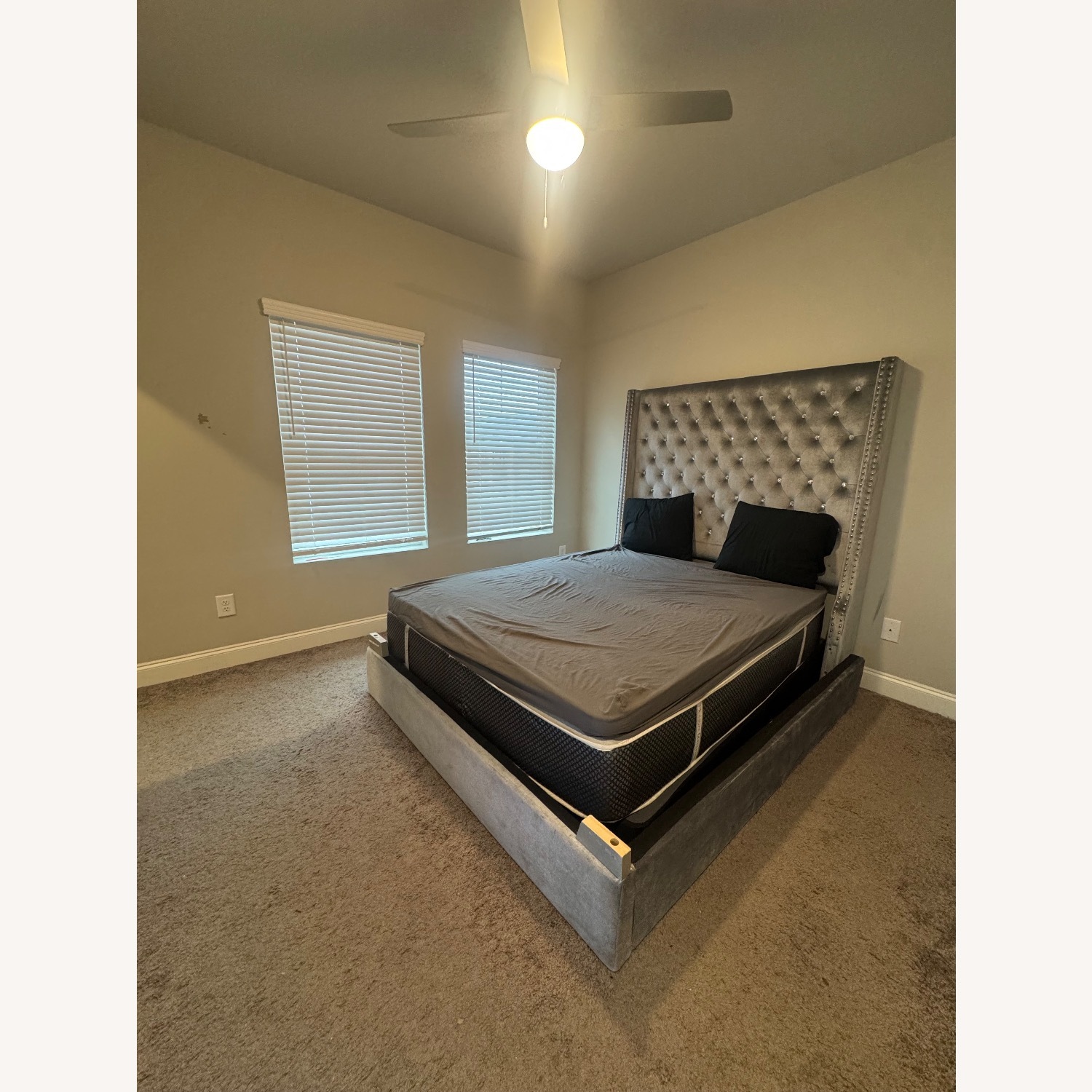 Light Gray Velvet Headboard - image-2