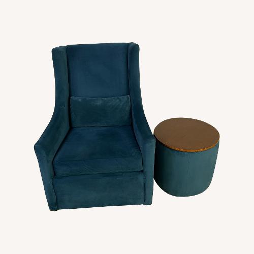 Used West Elm Graham Glider & Upholstered Round Storage for sale on AptDeco