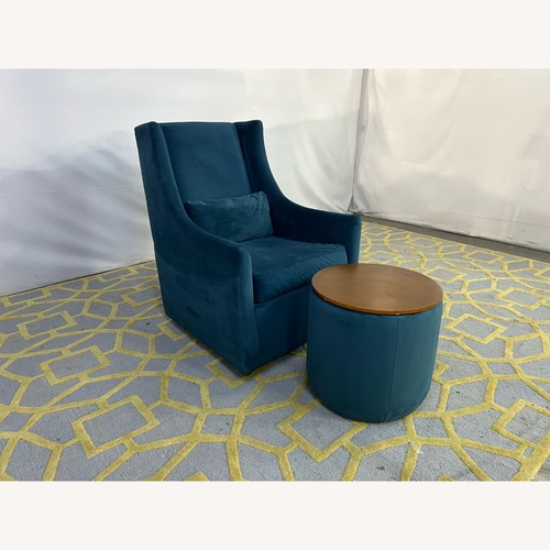 Used West Elm Graham Glider & Upholstered Round Storage for sale on AptDeco