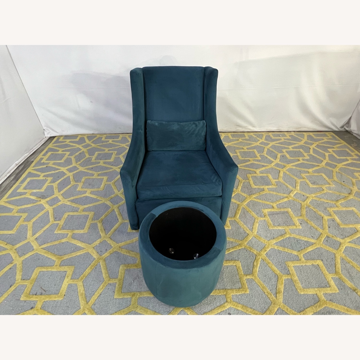 West Elm Graham Glider & Upholstered Round Storage - image-3