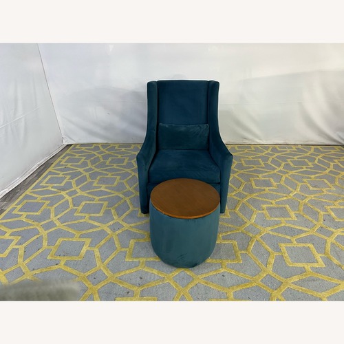 Used West Elm Graham Glider & Upholstered Round Storage for sale on AptDeco