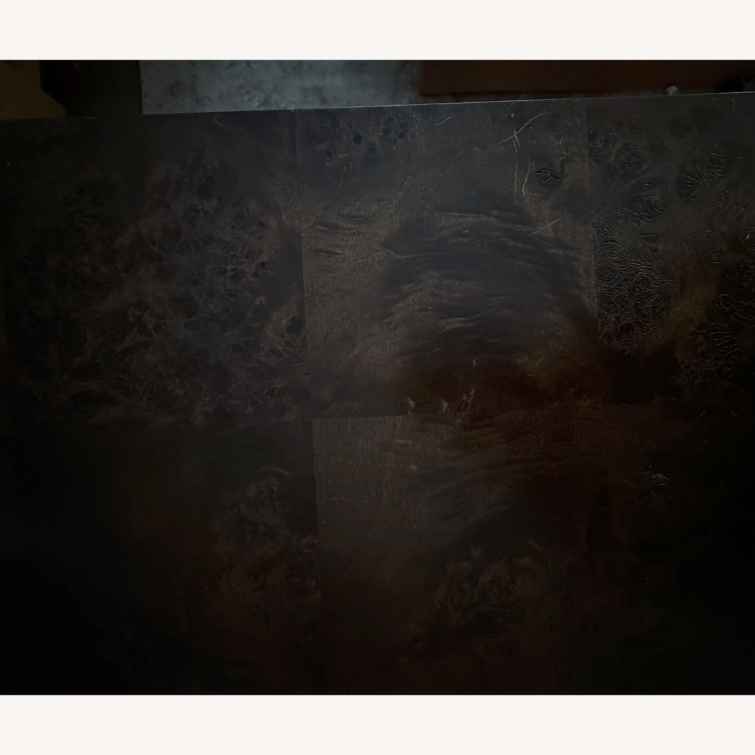 CB2 Aqua Virgo 72" Rectangular Dark Burl Wood Dining Table - image-5