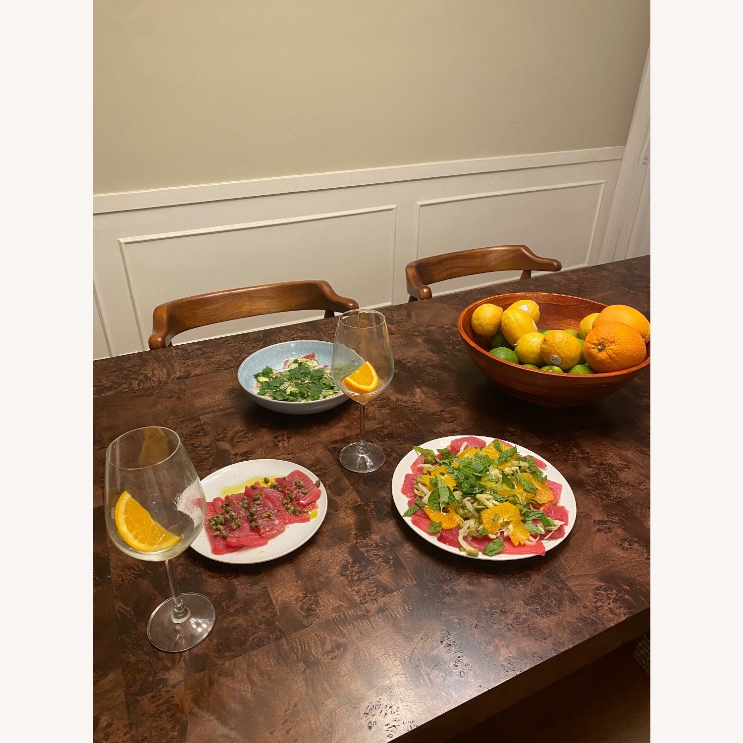 CB2 Aqua Virgo 72" Rectangular Dark Burl Wood Dining Table - image-2