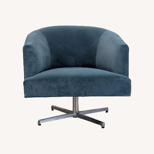Used Modern Blue Velvet Swivel Lounge Chair with Metal for sale on AptDeco