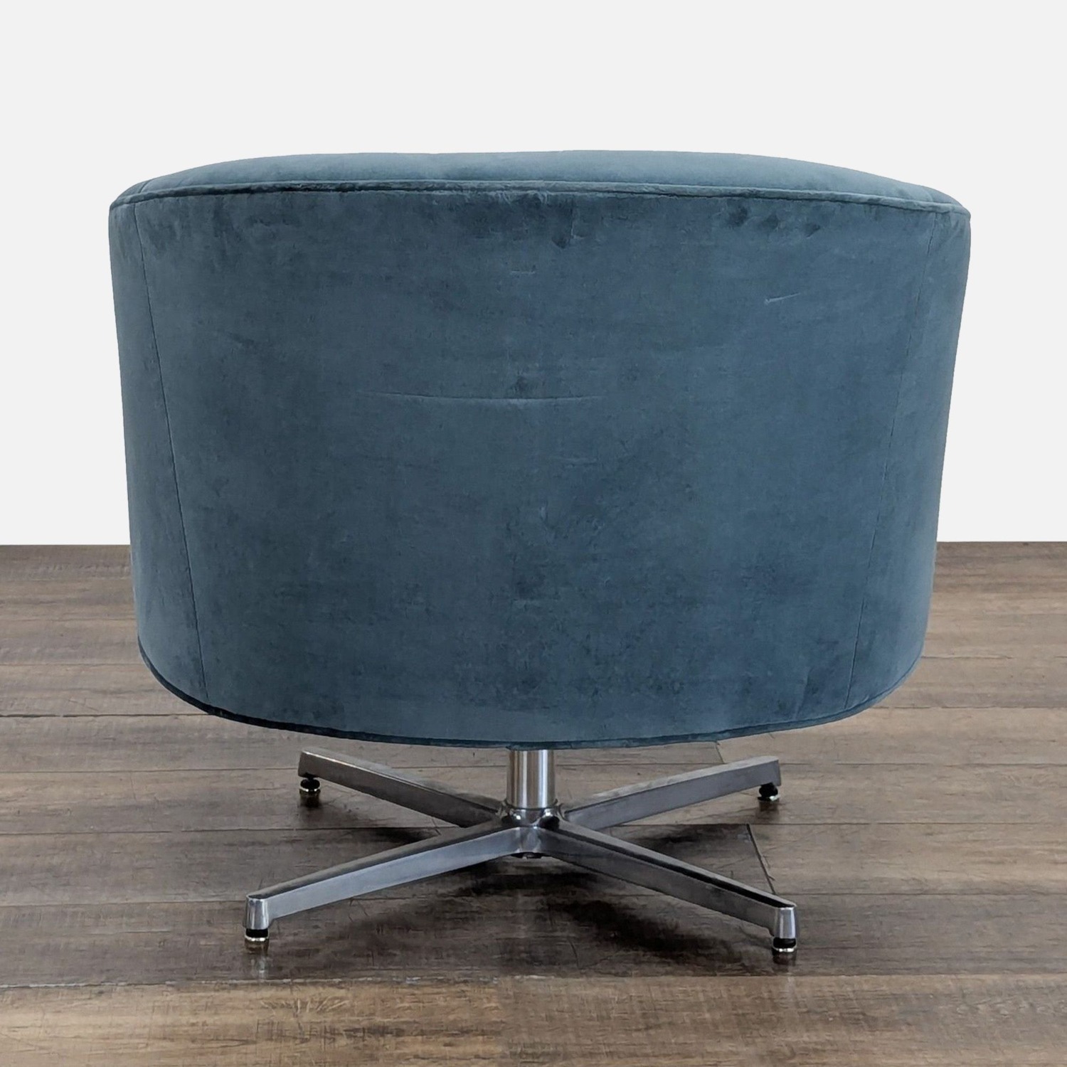 Modern Blue Velvet Swivel Lounge Chair with Metal - image-3