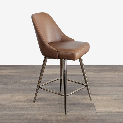 Used West Elm Mid-Century Leather Swivel Counter Stool for sale on AptDeco
