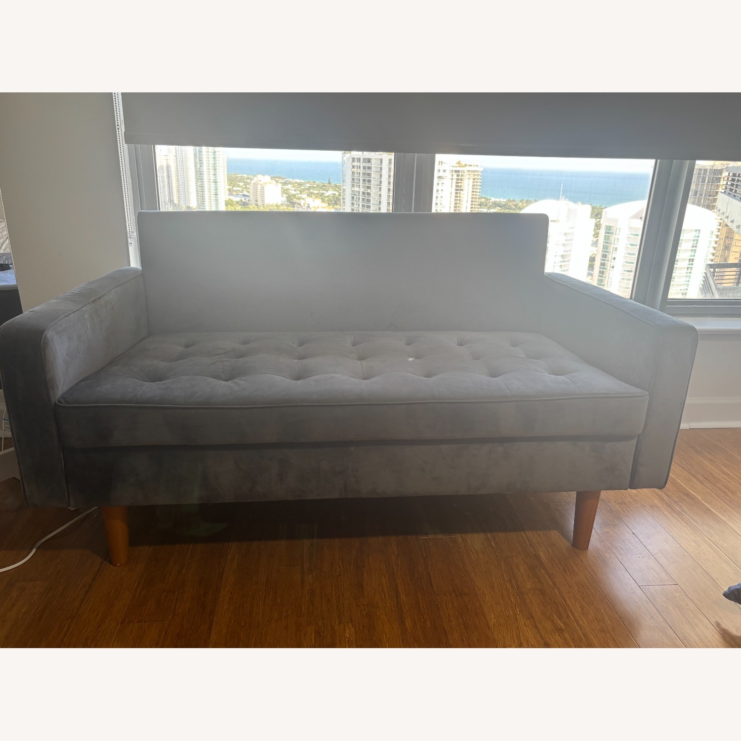 Blue Fabric 2 Seater Sofa - image-5