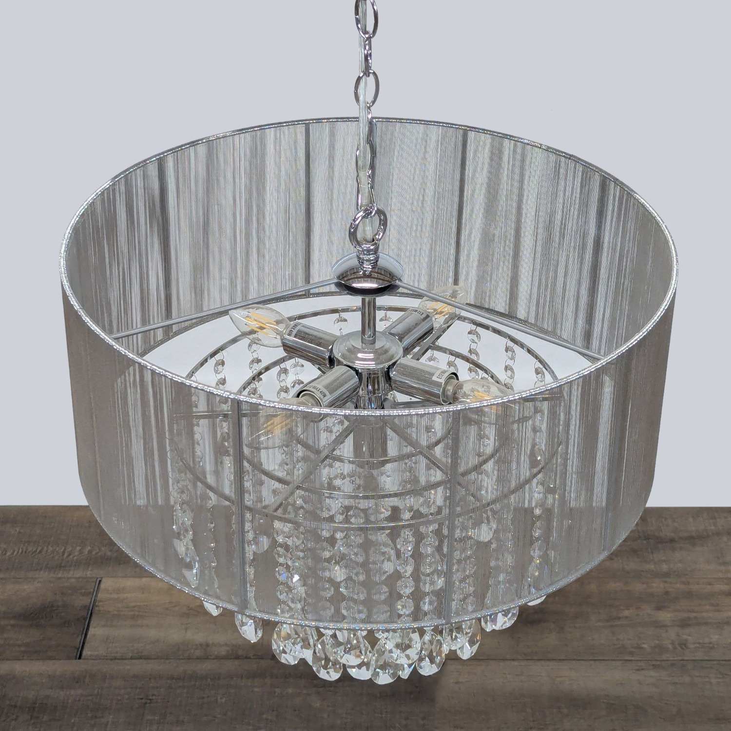 Modern 4-Light Drum Crystal Chandelier - image-2
