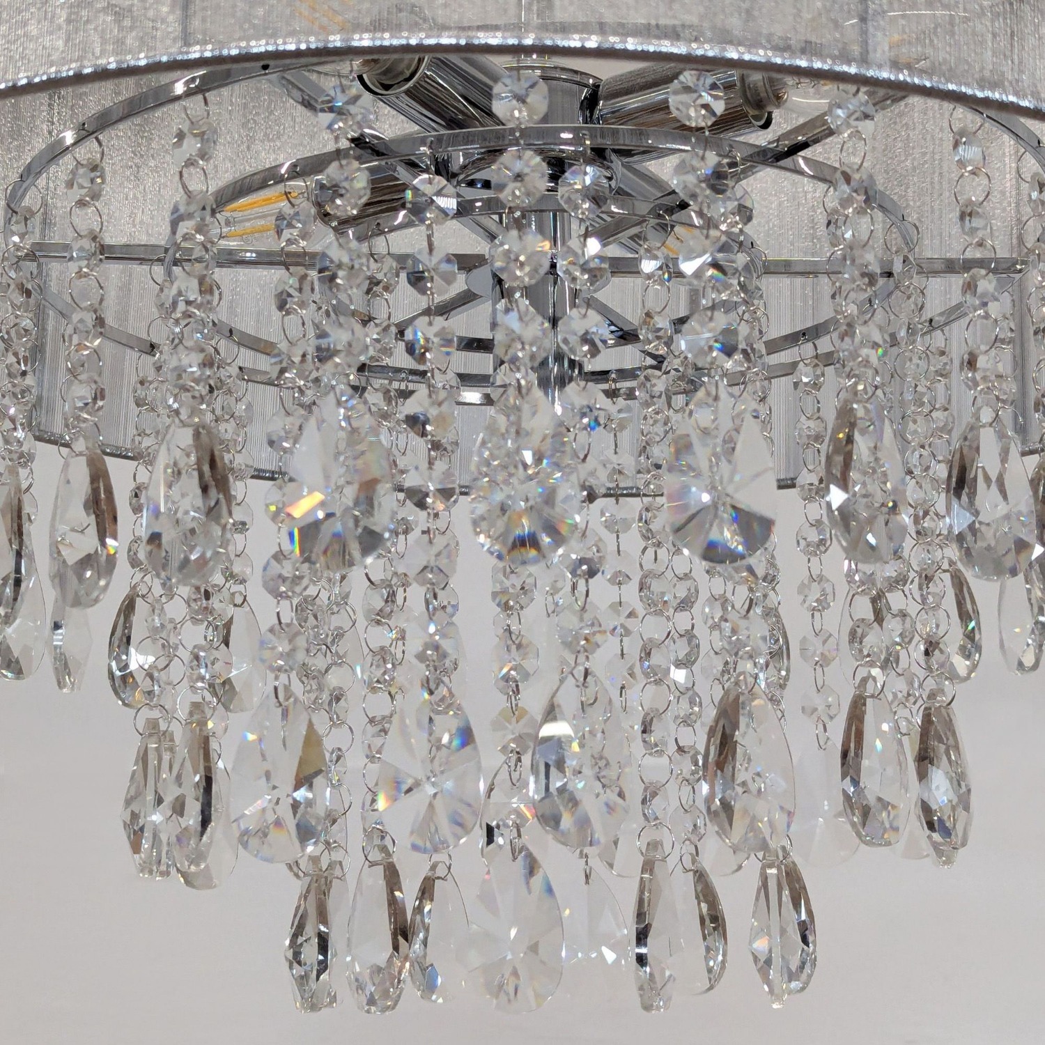 Modern 4-Light Drum Crystal Chandelier - image-4