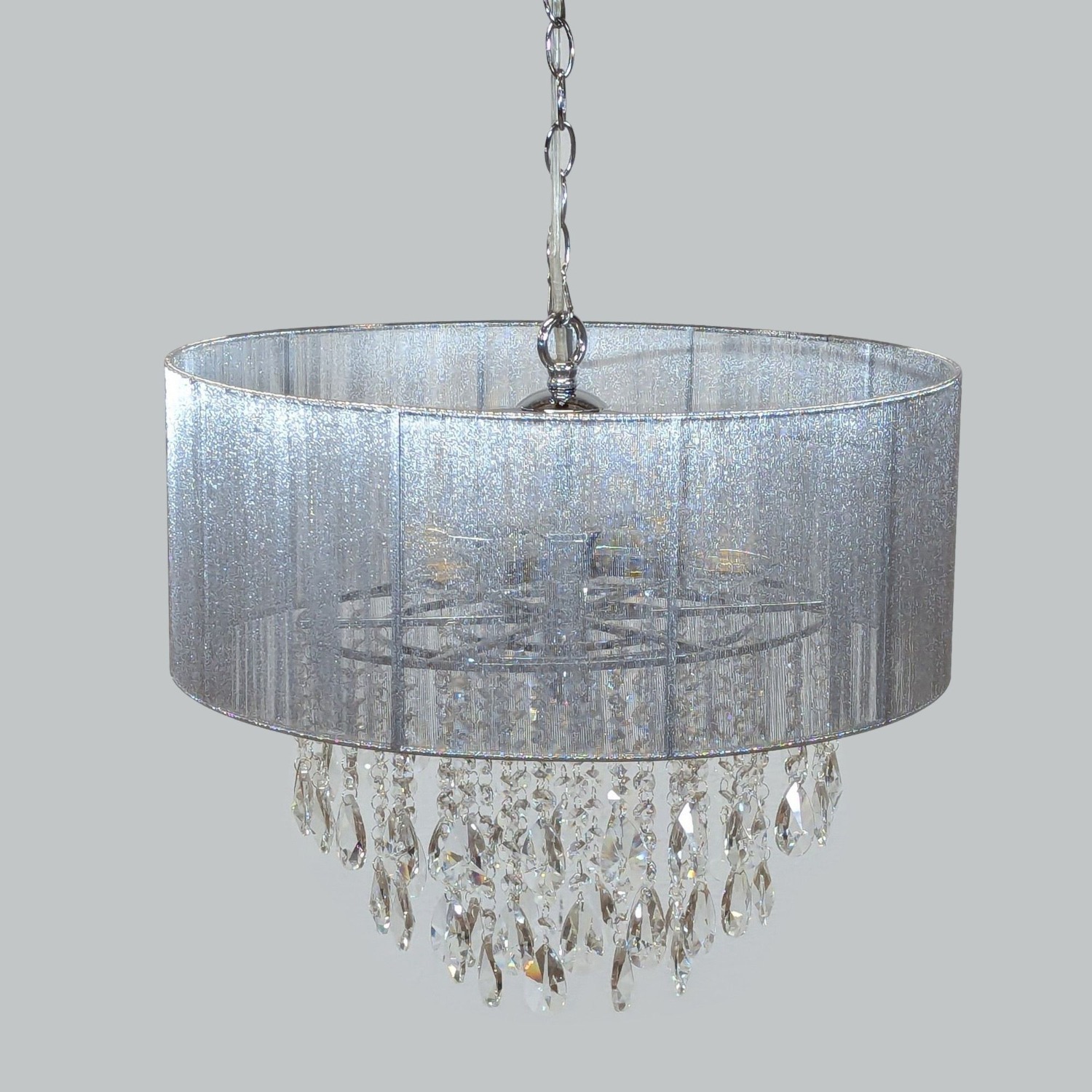 Modern 4-Light Drum Crystal Chandelier - image-1